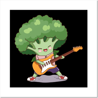 Broccoli play guitar Posters and Art